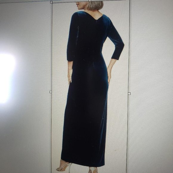 Alex Evenings Women's Long 3/4 Sleeve Velvet Dress - Picture 2 of 8